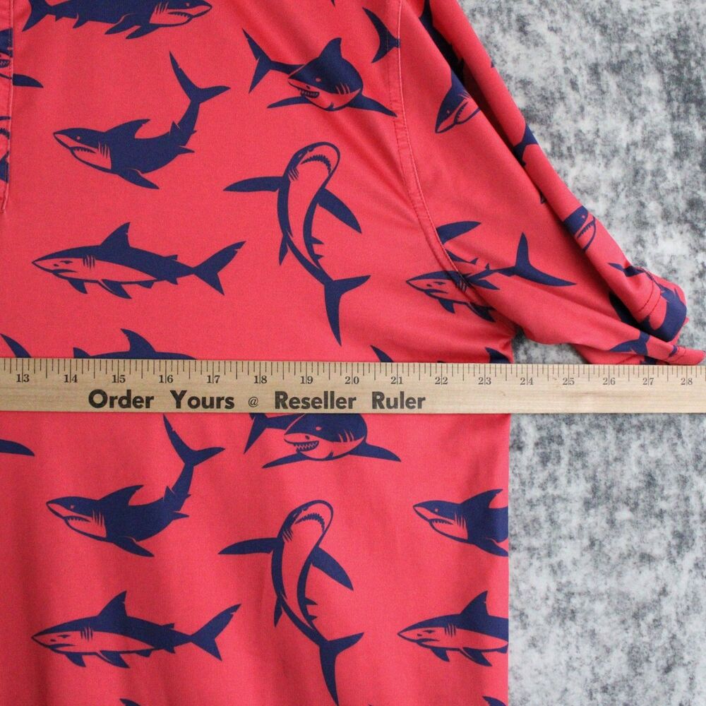 Waggle Polo Shirt Mens XL Red Shark Print Stretch Performance Golf - Picture 4 of 12